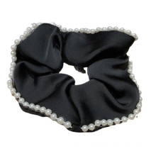 Korean Solid Fabric Pearl Scrunchies Hair Tie Elastic Band Ring Cute Girl Ponytail Head Rope Rubber Female Fashion Accessories